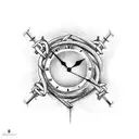 a clock strangled by a chain and broken tattoo design idea