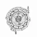 a clock strangled by a chain and broken tattoo design idea