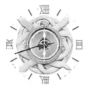 a clock strangled by a chain and broken tattoo design idea