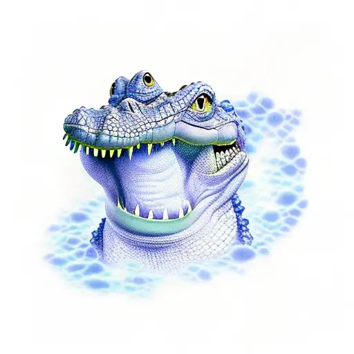 Blue Aligator with wisps tattoo design idea