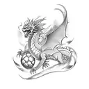 A soccer team logo featuring a Japanese-inspired dragon tattoo design idea