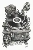 DJ turntable tattoo design idea