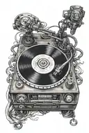 DJ turntable tattoo design idea