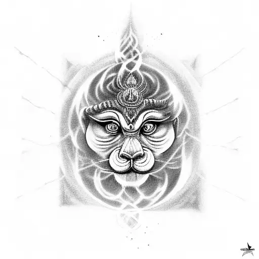 full Narsimha dev emerging from a cosmic vortex tattoo design idea