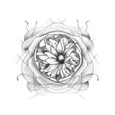 A combination tattoo design incorporating the birth flowers of March, October, and August in a unique and cohesive way tattoo design idea