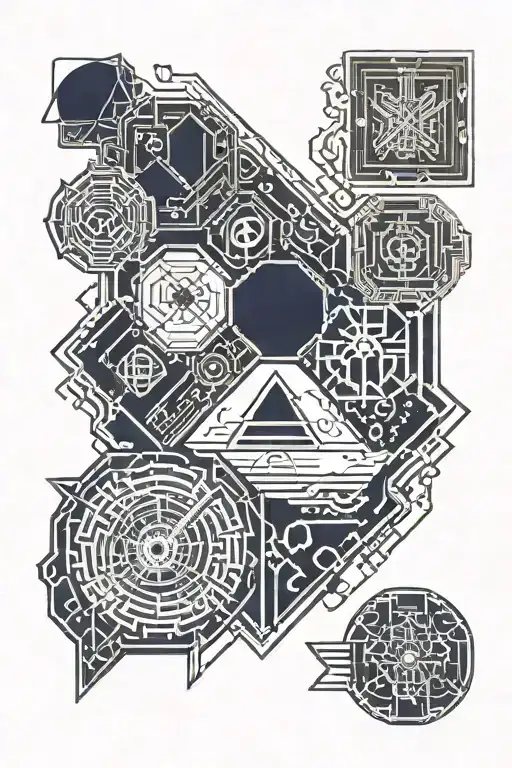 navy, Washington DC sports, technology themed sleeve tattoo design idea