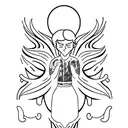 Create a minimalist tattoo featuring Harry Styles with a mythical creature tattoo design idea