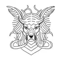 Create a minimalist tattoo featuring Harry Styles with a mythical creature tattoo design idea