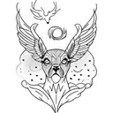 Create a minimalist tattoo featuring Harry Styles with a mythical creature tattoo design idea