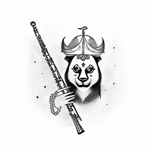 flute with pandu crown on p tattoo design idea