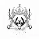 flute with pandu crown on p tattoo design idea