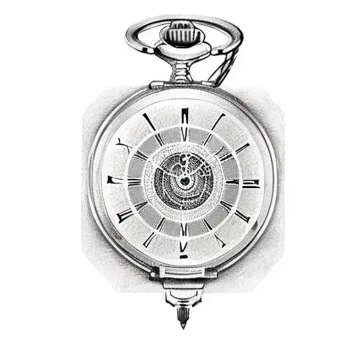A timeless pocket watch featuring a captivating design—an eye with cherished family moments encapsulated within the intr tattoo design idea