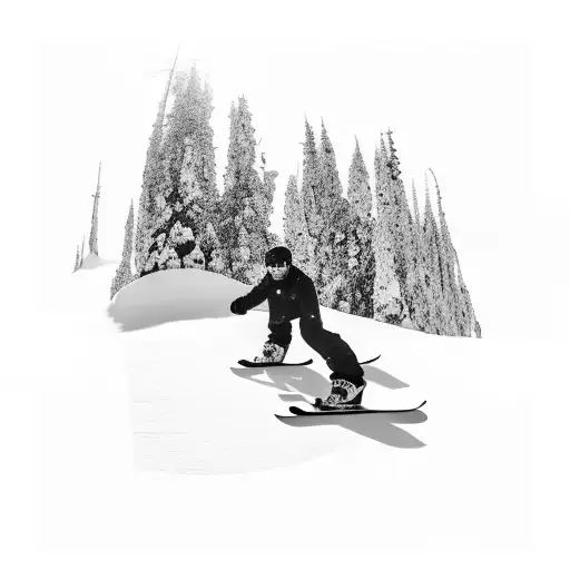 A heartwarming scene of a father and daughter snowboarding together in the mountains tattoo design idea