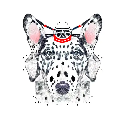 dalmatian dog drives motorcycle tattoo design idea