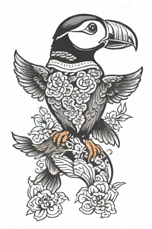 Puffin tattoo design idea