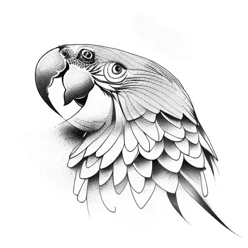 Parrot Tattoo Illustration parrot animals shading monochrome png   PNGWing