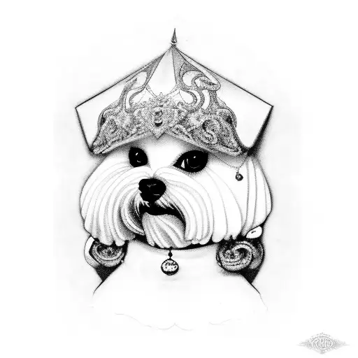 bichon maltes con alas tattoo design idea
