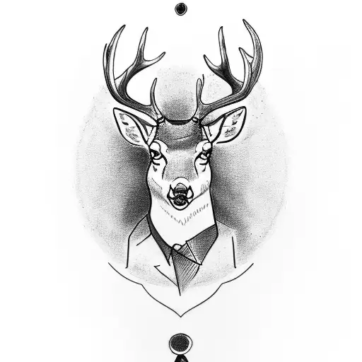 A sketch-style tattoo of a deer with a clock embedded in its antlers, representing the fleeting nature of time and the significance of treasuring memories tattoo design idea