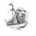 Boat, Dwarf, animal tattoo design idea