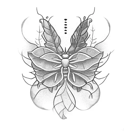 plant with insects tattoo design idea