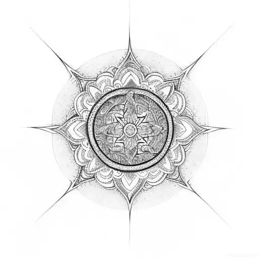 cover up of cross with mandalas and boho ehapes tattoo design idea