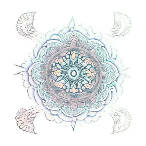 lace mandala with thunderbird tattoo design idea