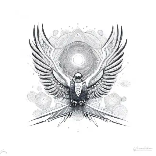 thunderbird with lace mandala tattoo design idea