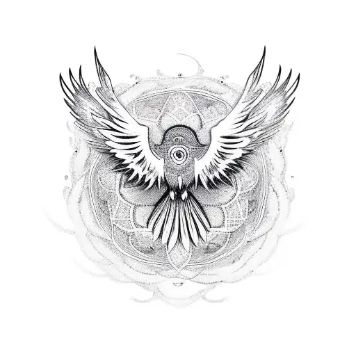 thunderbird with lace mandala tattoo design idea