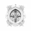 catholic cathedral window tattoo design idea