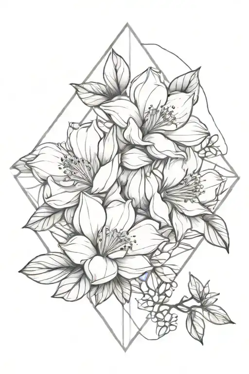 Combine magnolia flowers with abstract geometric shapes in a tattoo tattoo design idea