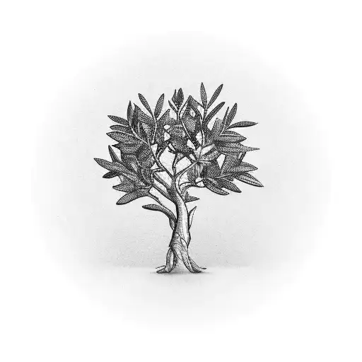 olive tree with 3 leaves tattoo design idea