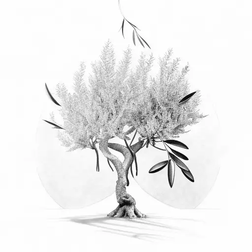 olive tree with 3 leaves tattoo design idea