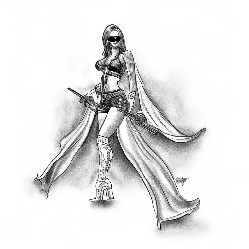 sexy woman on a Harley Davidson  tattoo design idea