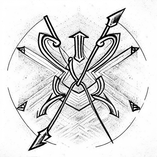 arrows with the initials G H G A tattoo design idea