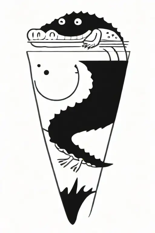 cute crocodile swimming gracefully  tattoo design idea