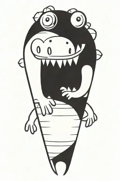 cute crocodile swimming gracefully  tattoo design idea