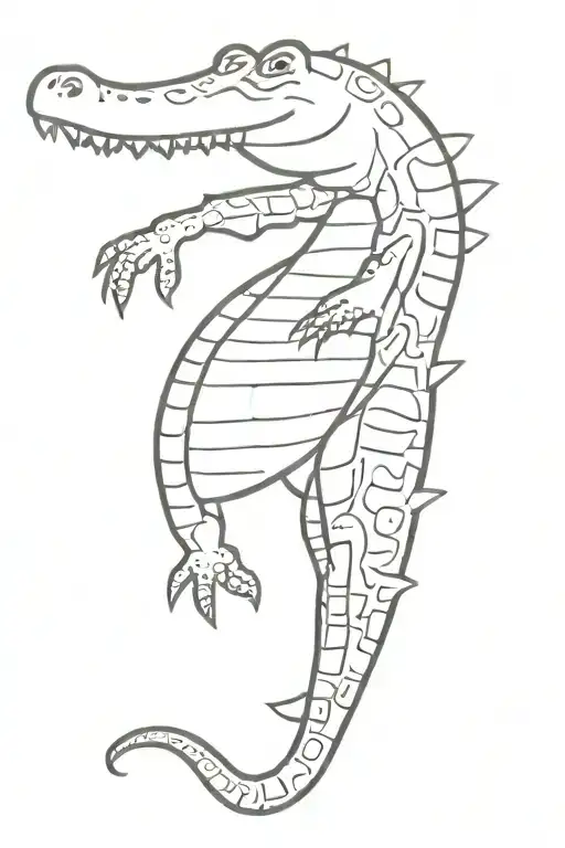 crocodile swimming tattoo design idea