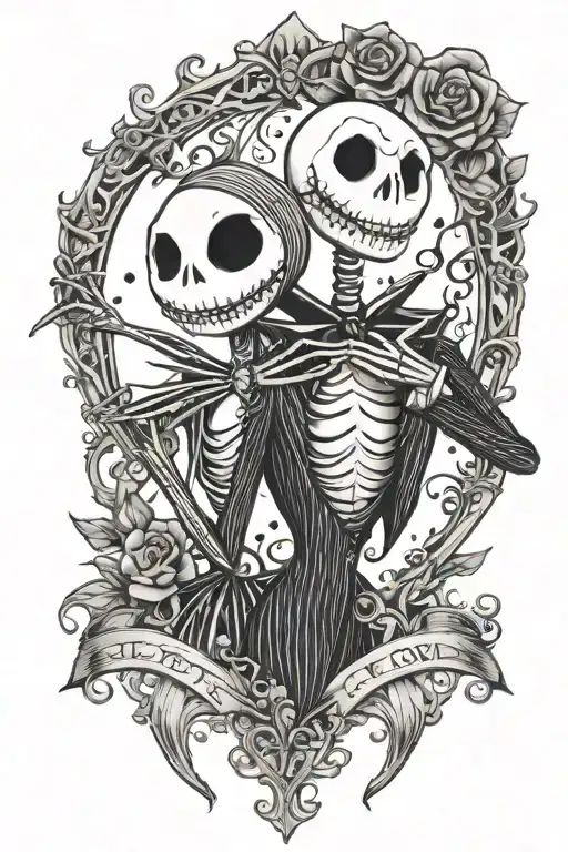 jack skellington simply meant to be loved tattoo design idea