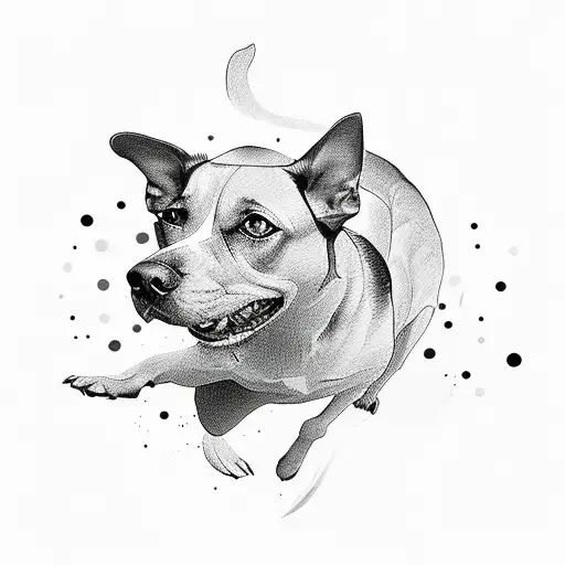 Incorporate a silhouette of a dancer gracefully moving with a camera as a head, surrounded by sweet treats and playful dogs tattoo design idea