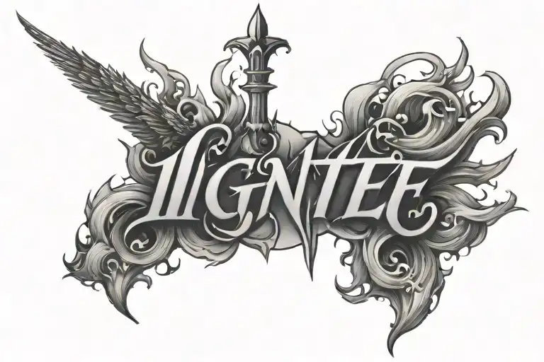 the word "ignite" tattoo design idea