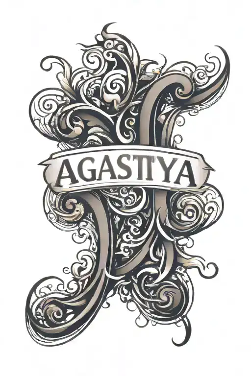 Agastya name written tattoo design idea