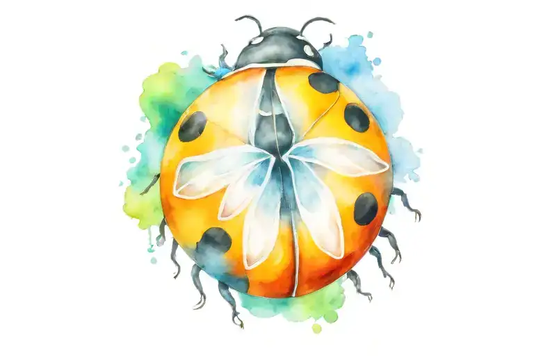 Ladybug flying tattoo design idea