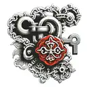 chain, name, lock, key tattoo design idea
