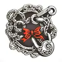 chain, name, lock, key tattoo design idea