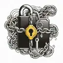 chain, name, lock, key tattoo design idea