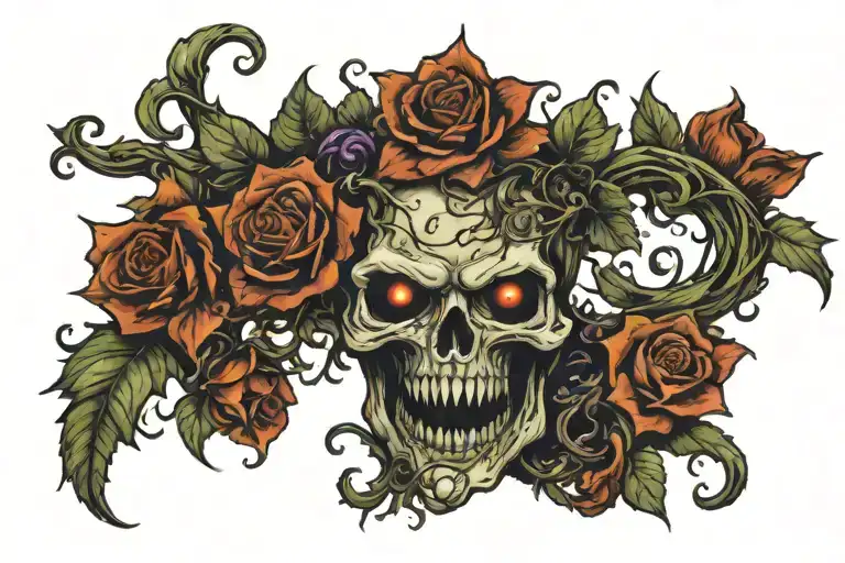vines and flowers and zombies  tattoo design idea