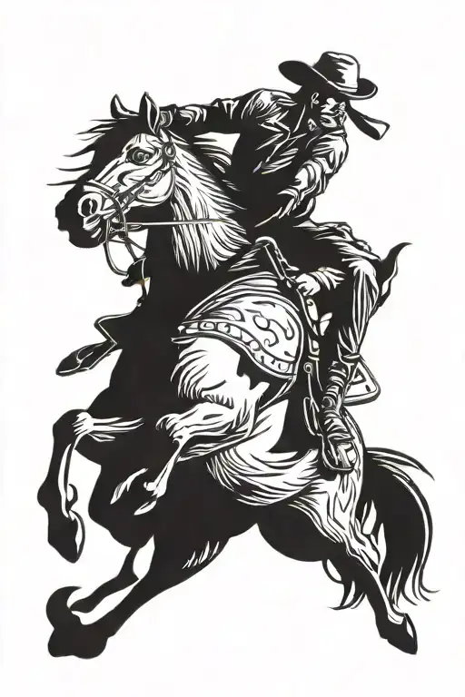 bucking bronco with rider tattoo design idea