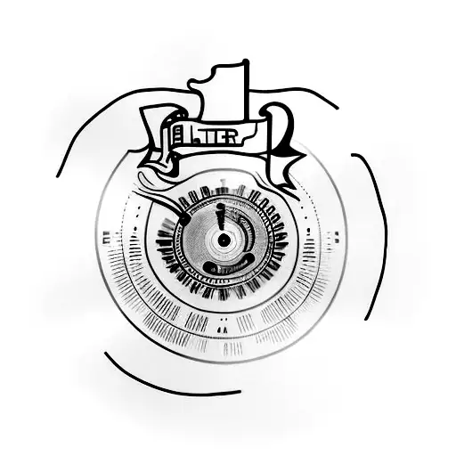 A minimalist tattoo of a beer bottle and a vinyl record to symbolize your passion for alcohol and music tattoo design idea