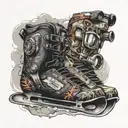 snowboard, motorsiklet, omurga, implant tattoo design idea