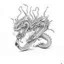 a three headed dragon eating a hotdog tattoo design idea